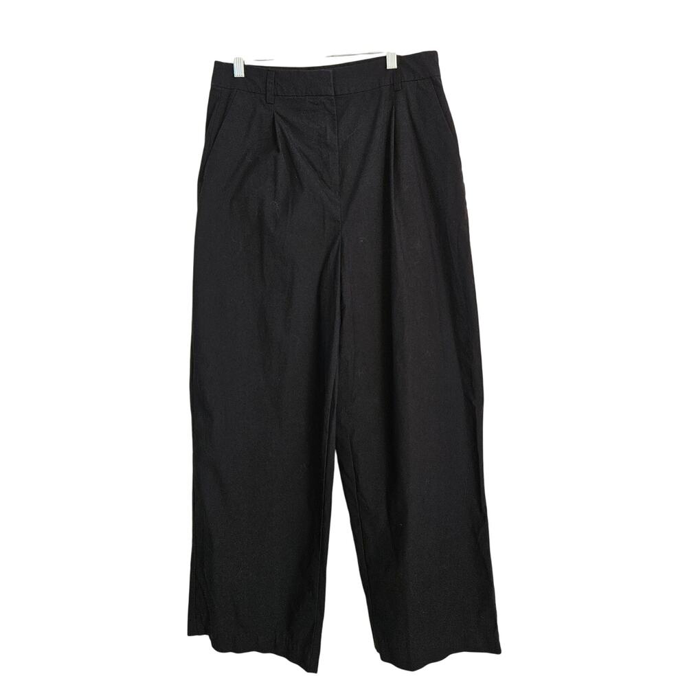 Old Navy Black‎ Wide Leg Pants Size 10 High Rise Adjustable Waist Grunge Emo
